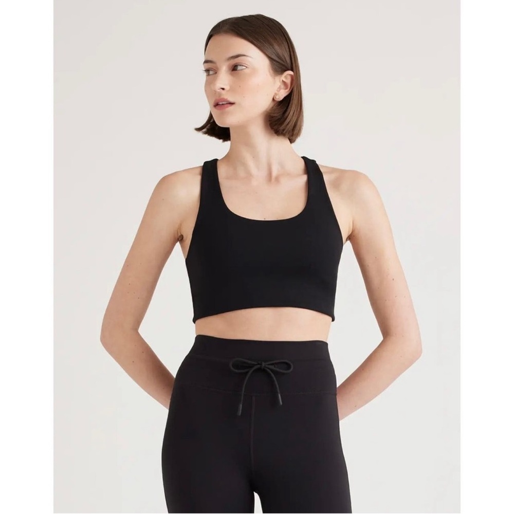 NWT QUINCE Black Ultra-Form Scoop-Neck Longline Bra Size S and M